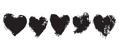 Artistic Black Heart Graphics with Grunge Look vector
