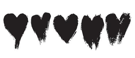 Messy Ink Black Hearts for DIY Graphics vector