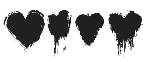 Abstract Black Grunge Hearts for Expressive Design vector
