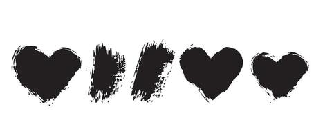 Soft Grunge Heart Icons in Black for Print vector