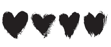 Smudged Black Grunge Hearts for Layout Projects vector