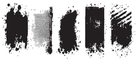 Expressive Ink Wash Blots in Black and White vector