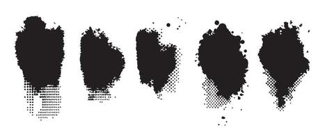 Vignette Ink Blot Forms in Monochrome vector
