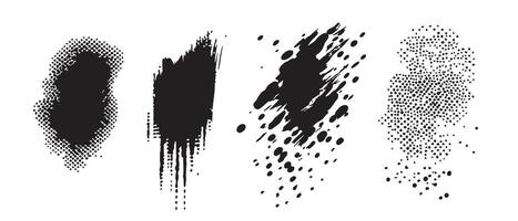 Distressed Ink Drop Textures in Black and White vector