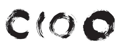 Abstract Ink Rings with Grunge Brush Texture vector