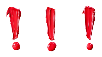 Pack of Red Exclamation Marks set Against Transparent Background for Graphic Design, Social Media, or Typography Projects png