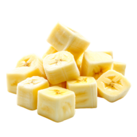 Fresh Banana Cubes Against Transparent Background for Healthy Snack Branding png