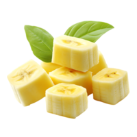 Natural Banana Cubes Against Transparent Background for Nutritional Product Design png