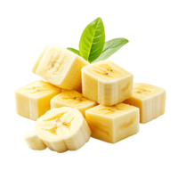 Sliced Banana Blocks Against Transparent Background for Whole Food Branding png