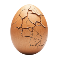Open Brown Egg Shell Against Transparent Background for Fragility Concept Art png