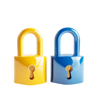 3D Padlock Lock System Against Transparent Background for Privacy and Security Design png