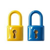 3D Padlocks in Bright Colors Against Transparent Background for Data Protection Design png