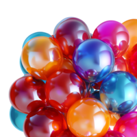 PNG Vibrant Cluster of Multicolored Balloons Shimmering Against Transparent Background