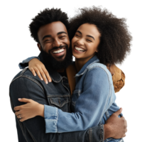 A couple hugging and smiling in front of a screen png