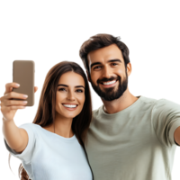 PNG Smiling Couple Taking a Selfie Against Transparent Background