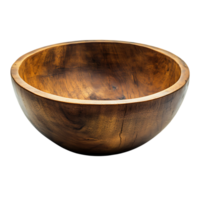 PNG Rustic Wooden Bowl Against Transparent Background for Minimalist Kitchenware Branding, Food Styling, or Rustic Design Projects