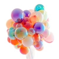 PNG Vibrant Cluster of Multicolored Balloons Shimmering Against Transparent Background