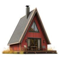 A-Frame Tiny House Weekend Cabin with Chimney Vector 3D png