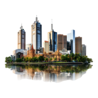 A city skyline with a picture of a cityscape isolated png