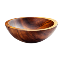 PNG Rustic Wooden Bowl Against Transparent Background for Minimalist Kitchenware Branding, Food Styling, or Rustic Design Projects