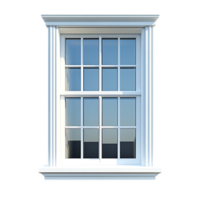 PNG White Double-Hung Window Against Transparent Background for Architectural Mockups, Home Improvement Branding, or Interior Design Concepts