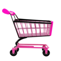 PNG Pink and Black Shopping Cart Icon A 3D Render of a Modern Design Against Transparent Background