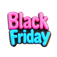 3D Text Black Friday front view 3D rendering against white background png