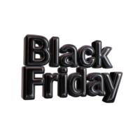 3D Text Black Friday front view 3D rendering against white background png