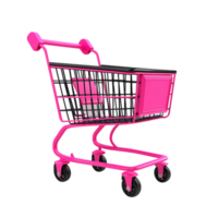 PNG Pink and Black Shopping Cart Icon A 3D Render of a Modern Design Against Transparent Background