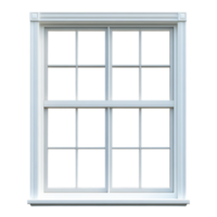 PNG White Double-Hung Window Against Transparent Background for Architectural Mockups, Home Improvement Branding, or Interior Design Concepts