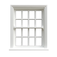 PNG White Double-Hung Window Against Transparent Background for Architectural Mockups, Home Improvement Branding, or Interior Design Concepts