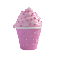 PNG Pink Ice Cream in a Cup Against Transparent Background