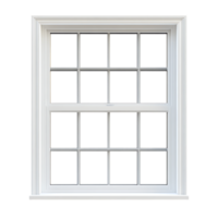 PNG White Double-Hung Window Against Transparent Background for Architectural Mockups, Home Improvement Branding, or Interior Design Concepts