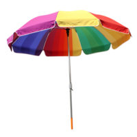PNG Vibrant Rainbow Beach Umbrella Against Transparent Background for Summer Promotions, Beach Resort Branding, or Vacation-Themed Designs