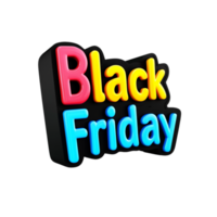 3D Text Black Friday front view 3D rendering against white background png