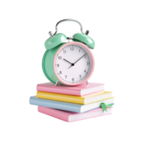 alarme relógio com pilha do livros - costas para escola conceito png