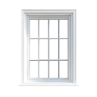 PNG White Double-Hung Window Against Transparent Background for Architectural Mockups, Home Improvement Branding, or Interior Design Concepts
