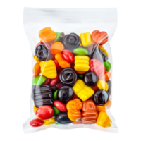 Polyethylene package for candies isolated against transparent background png
