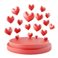 Podium with Hearts Surrounding Against Transparent Background for Displaying Romantic Gifts, Valentine's Day Themes, or Elegant Decor png