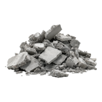 Panorama of a pile of gray concrete fragments from a demolition project png