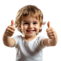 PNG Cheerful Child Showing Approval with Double Thumbs-Up Against Transparent Background for Positive Messaging or Child-Focused Branding