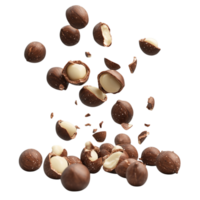Falling Macadamia Nuts 3D Rendering Against White Background png