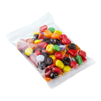 Polyethylene package for candies isolated against transparent background png