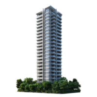 Skyscraper Residential 3D Rendering Against transparent Background png
