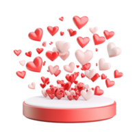 PNG Podium with Hearts Surrounding Against Transparent Background for Displaying Romantic Gifts, Valentine's Day Themes, or Elegant Decor