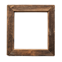 PNG Empty Wooden Frame, Rustic Brown Square Picture Frame Against Transparent Background for Decor Branding, Art Display, or Rustic-Themed Campaigns