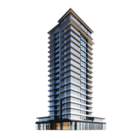 Skyscraper Residential 3D Rendering Against transparent Background png