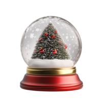 Merry Christmas Banner Featuring a Glass Snowball and Festive Elements, isolated with a transparent background png