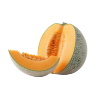 Cantaloupe Side View Full Length 3D Rendering Against White Background png