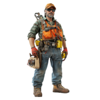A mechanic in a 3D illustration, skillfully working with tools png